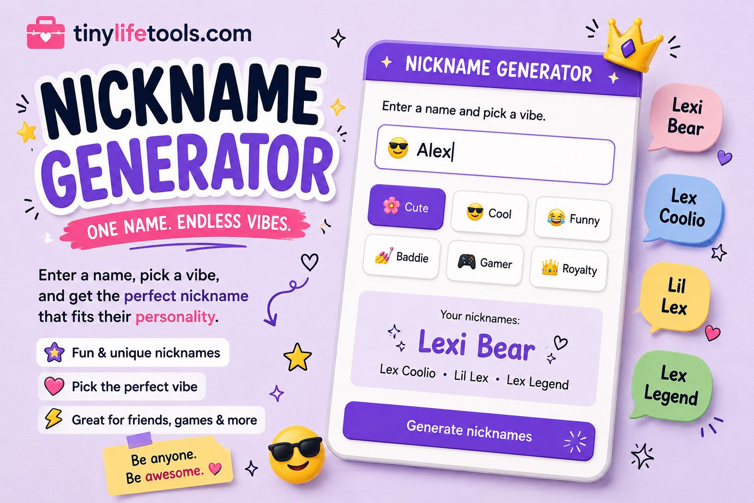 Nickname Generator Tiny Life Tools